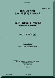 English Electric Lightning T Mk.55 Aircraft Pilot's Notes  Manual -  ( English Language ) BAC 55-(SA)-6 issue 2, 1983