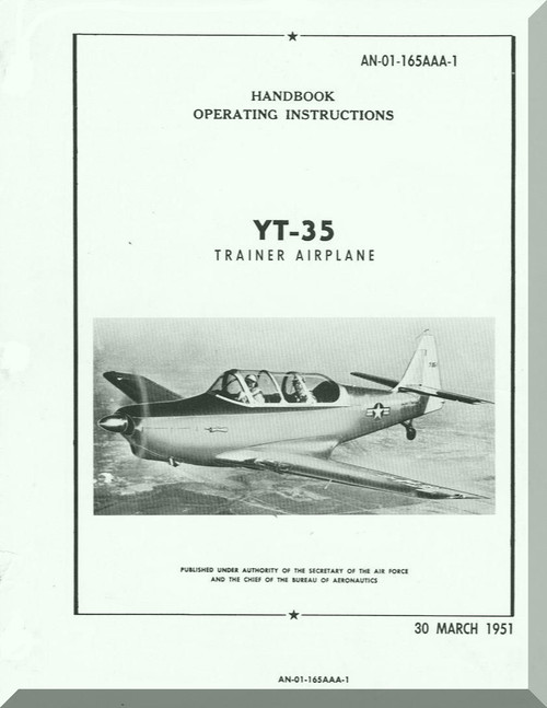 TEMCO YT-35 Buckaroo Aircraft Handbook  Manual - 01-165AAA-1 - 1951 TEMCO YT-35 Buckaroo Aircraft Handbook  Manual - 01-165AAA-1 - 1951