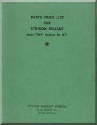Stinson SR-9 Aircraft Part Price List Manual - 1937