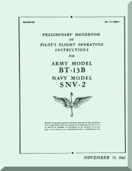 Vultee   BT-13 B  SNV-2  Preliminary Handbook of pilot's Flight Operating instructions  Manual - AN 01-50 BD-1 ,1943