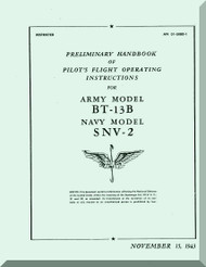 Vultee   BT-13 B  SNV-2  Preliminary Handbook of pilot's Flight Operating instructions  Manual - AN 01-50 BD-1 ,1943