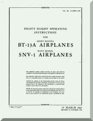 Vultee   BT-13  A,  SNV-1, Pilot Flight Operating Instructions  Manual -  T.O. 01-50BC-1-95 ,1945