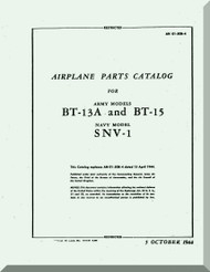 Vultee   BT-13  A, BT-15, SNV-1, Airplane Parts catalog   Manual -  T.O. 01-50BC-4 ,1944
