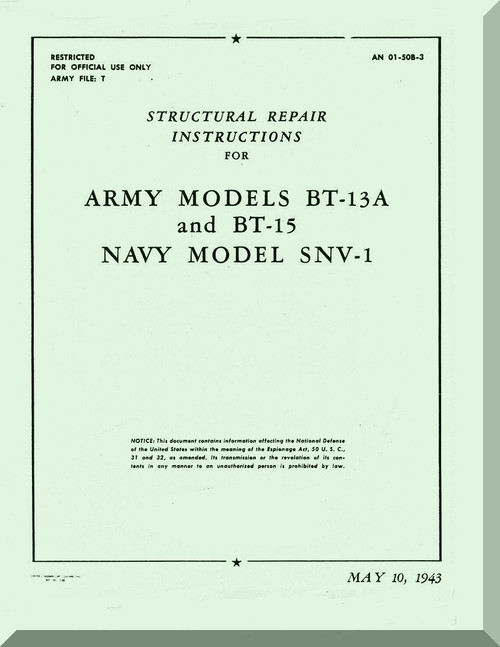 Vultee   BT-15 Airplane Structural Repair  Manual -  AN 01-508-2 , 1943
