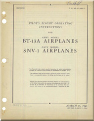 Vultee BT-13A SNV-1   Aircraft Pilot Flight Operating Instructions Manual