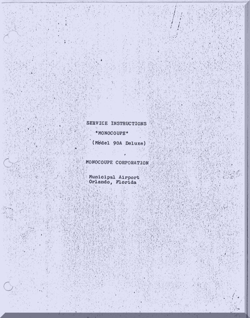 Monocoupe 90 A  Aircraft Service Handbook Manual