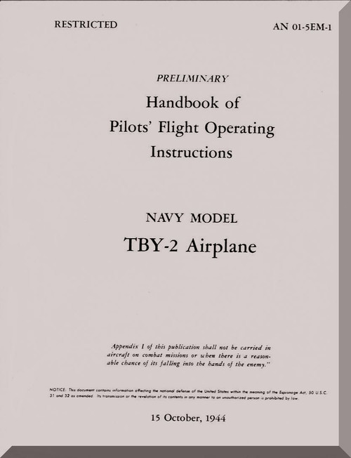 Consolidated TBY-2 Handbook of Pilots Flights Operating instructions  Manual - A. N. 01-5EM-1 ,   1944