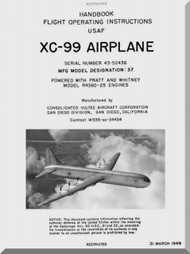 Convair XC-99 Aircraft Flight Handbook Manual -   1949
