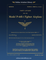 Curtiss P-40 E-1 Fighter Airplane -Parts catalog Manual -T.O 01-25CJ-4 - 1942