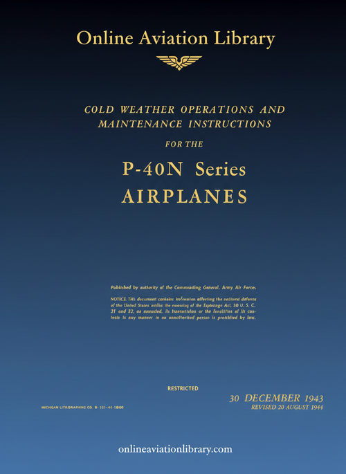 Curtiss P-40 N Series  - Cold Weather Operations and Maintenance instructions Data  -T.O 01-25CN-30 - 1943