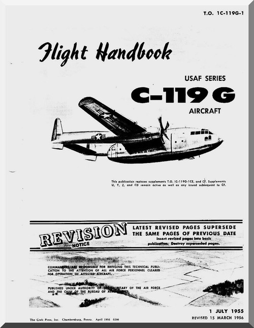 Fairchild C-119 G ,   Flight   Manual TO  01-119G-1 , 1955