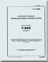 North American Aviation F-86 D  Aircraft Maintenance Handbook Engine Control System Manual - TO 1F-86D-2-4 , 1954