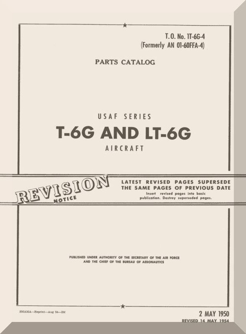 North American Aviation T-6G LT-6G Aircraft Parts Catalog Manual - AN 01-60FFA-4 - 1950 (