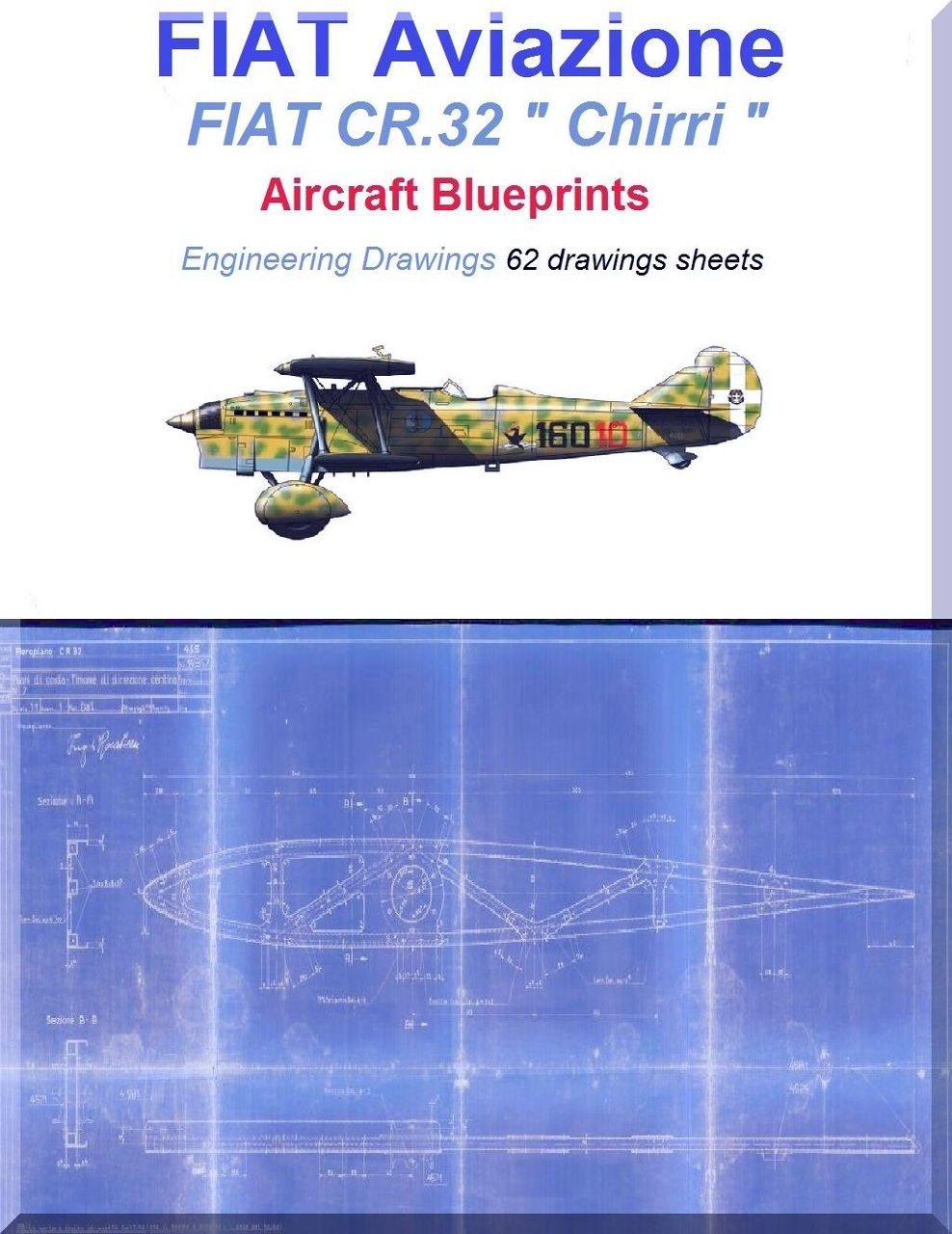 FIAT CR.32 " Chirri " Aircraft Blueprints Engineering Drawings ...