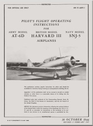 North American Aviation AT-6D Havard II SNJ    Aircraft  Flight Handbook Manual -  TO 01-60FF-1 - 1944