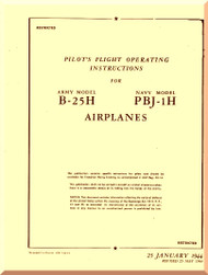North American Aviation B-25H PBJ-1H Aircraft Pilot's Flight Operating Instructions Manual - AN 01-60GE-1 , 1944