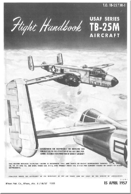  North American Aviation TB-25M Aircraft Flight Manual - T.O. 1B-25(T)M-1, 1956  (