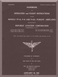 Republic P-43 & P-43 A Aircraft Operation and Flight Instructions  Manual TO 01-65BB-1  1942 -