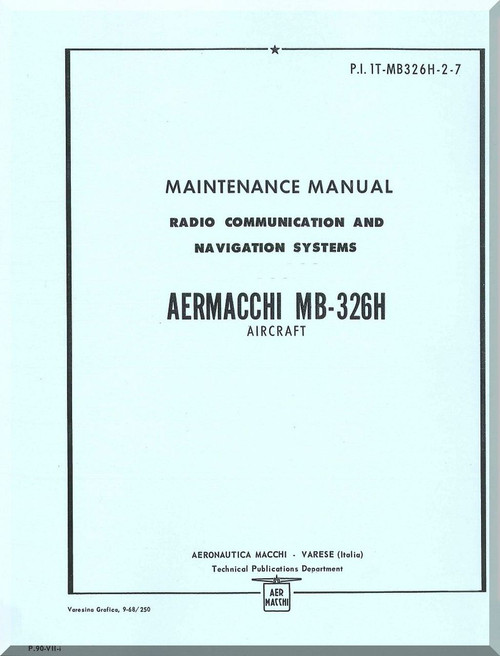 Aermacchi MB- 326 H Aircraft Maintenance  Manual,- Radio  ( English Language )