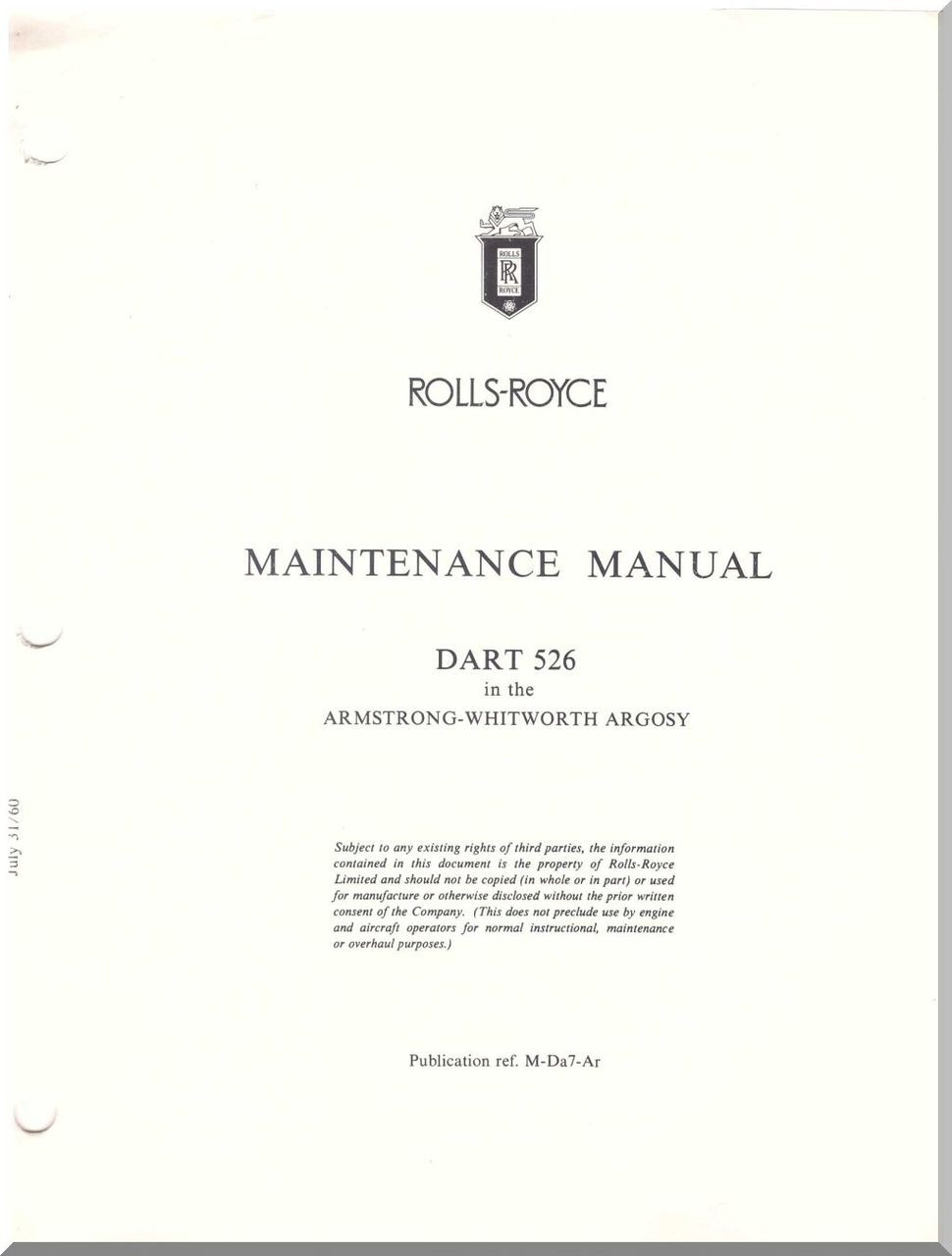 Rolls Royce Merlin 4546  55 Maintenance Manual RR454655MC  Essco  Aircraft