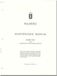 Rolls Royce Dart  526 Aircraft Engine Maintenance  Manual  for Armstrong Whitworth Argosy 