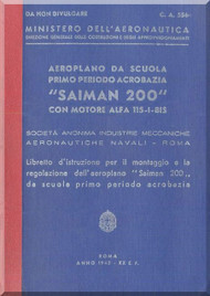 Saiman 200 Aircraft Erection and Maintenance Manual,  Istruzioni per il Montaggio  e la Regolazione ( Italian Language ) , 