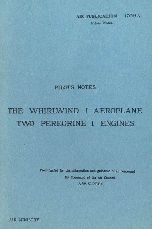 Westland Whirlwind  I Aircraft  Pilot's Notes Manual