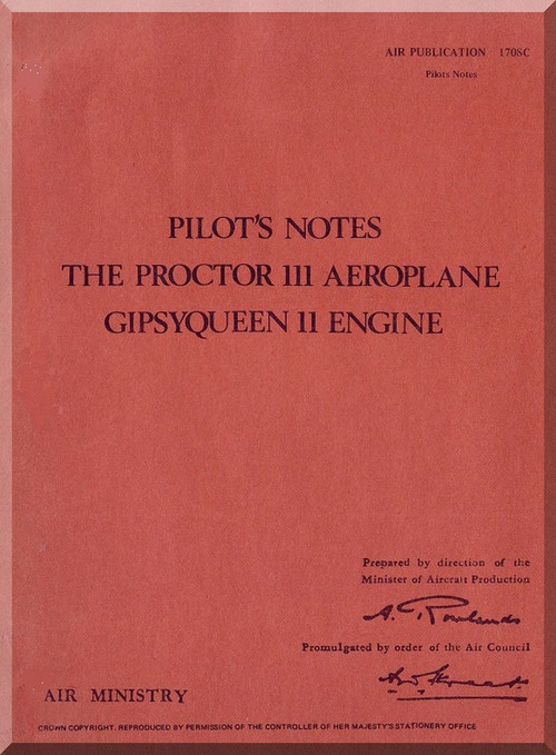 Percival Proctor III  Aircraft  Pilot's Notes Manual
