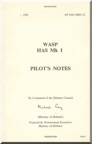 Westland WASP Mk 1  Helicopter Pilot's Notes  Manual  - A.P. 1001C-0601-15 -1964