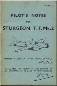 Short Sturgeon T.T. Mk.2 Aircraft Pilot's Notes Manual - ( English Language ) , AP 4180B 