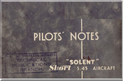Short Solent S.45 Aircraft Pilot's Notes Manual 