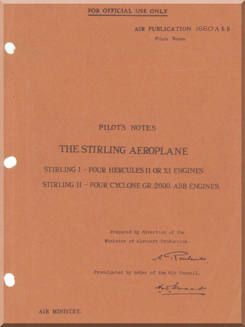  Short Stirling Aircraft Pilot's Notes Manual AP 1660 A B  (