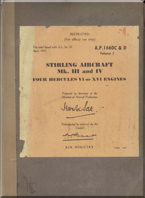 Short Stirling Mk. III IV Aircraft Service Manual AP 1660 C D Volume 1 