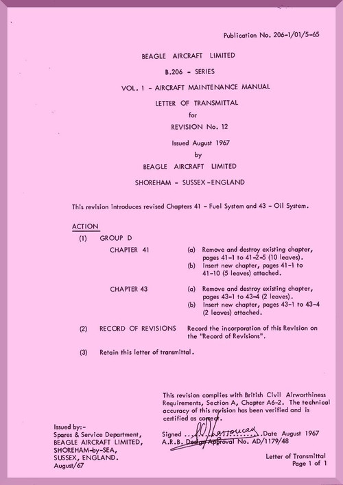 Beagle B.206 Aircraft Maintenance Manual