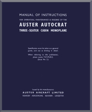 Auster Autocrat Aircraft Instructions Maintenance & Rigging   Manual