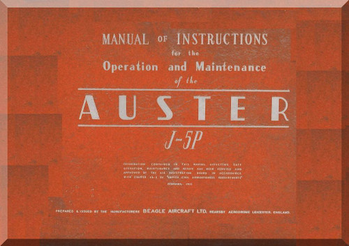 Auster Aiglet J5P Aircraft Operation Maintenance  Manual