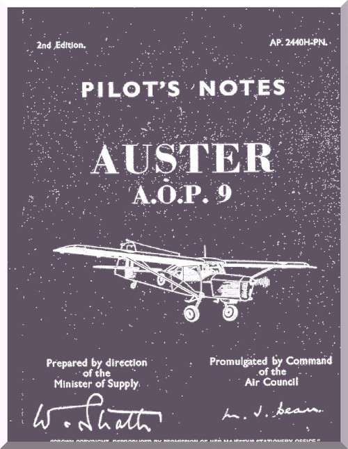 Auster A.O.P. 9 Aircraft Instructions Pilot's Notes Manual