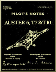 Auster T7 & T10  Aircraft Instructions Pilot's Notes Manual