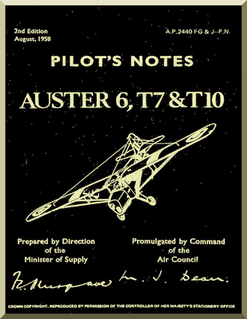 Auster T7 & T10  Aircraft Instructions Pilot's Notes Manual