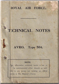 A.V. Roe Avro 504 Aircraft Technical notes Manual 