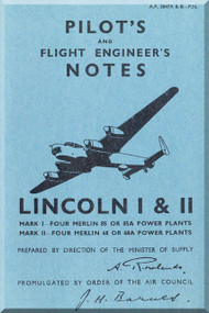 A. V. Roe Avro Lincoln  II & IV Aircraft Pilot's Notes Manual