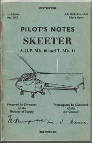 Saunders Roe Skeeter  Mk 10 11 Helicopter Pilot Notes  Manual