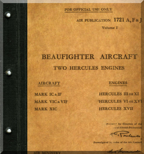 Bristol Beaufighter Aircraft Service Manual -  A.P. 1721 A,F, &J