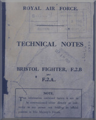   Bristol Fighter  F2 A  B Aircraft Technical Notes Manual  