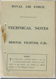 Bristol Fighter  F.2 b Aircraft Technical Notes Manual   