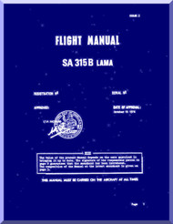 Sud Aviation  / SNCASE SA-315 B  Lama  Helicopter  Flight  Manual 