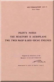 Bristol Beaufort II Aircraft  Pilot's Notes Manual  