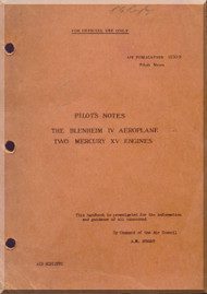 Bristol Blenheim IV  Aircraft Pilot's Notes Manual -   A.P 1530 B