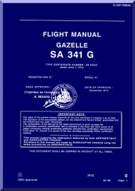 Sud Aviation  / SNCASE SA-341  G  Gazelle Helicopter  Flight Manual - English