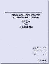 Sud Aviation  / SNCASE / Aerospatiale  SA 330  H, J, JM, L, SM   Helicopter  Illustrated Parts  Manual